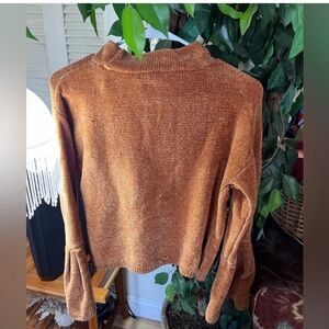 Melrose and Market Brown Cowl Neck Sweater with Knit Texture